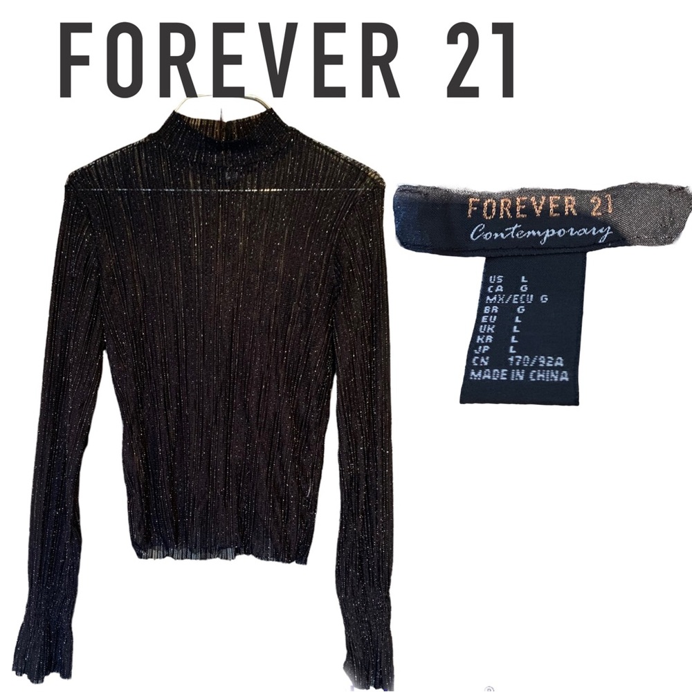 Forever 21 Contemporary Glitter See Through Top size Large